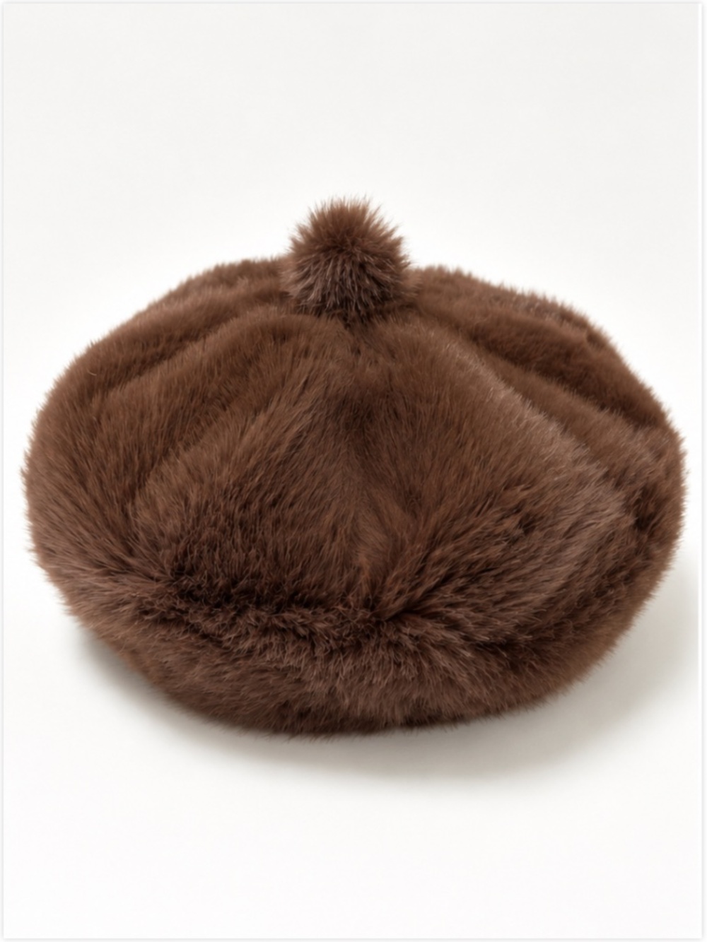 Juicy Couture Faux Fur Beret Hat Brown Plush Adjustable One Size NWT